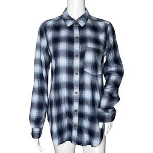 Abercrombie Fitch Blue Plaid Flannel Shirt‎ Grunge Y2K Skate Womens Size Small